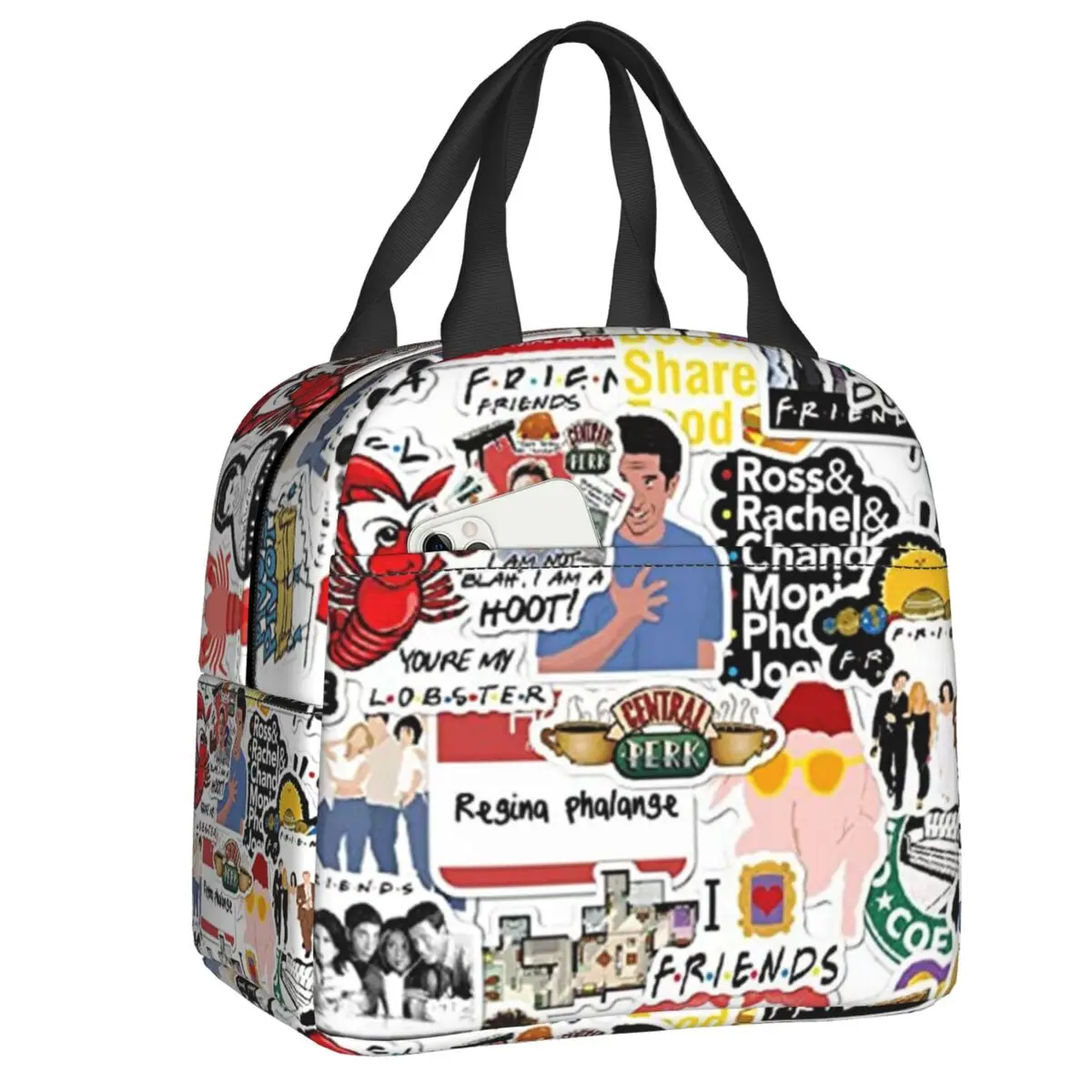 Custom Vintage Friends Poster Collage Lunch Box Women Multifunction TV Show Thermal Cooler Food Insulated Lunch Bag Office Work