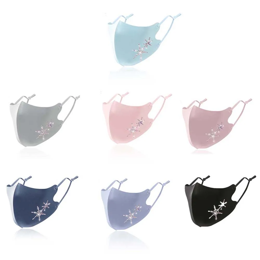 Safe Windproof Ice silk Anti-Dust Sun protection Rhinestone Anti-Pollution Reusable Health Care Face Cover Dust Mask Face Mask