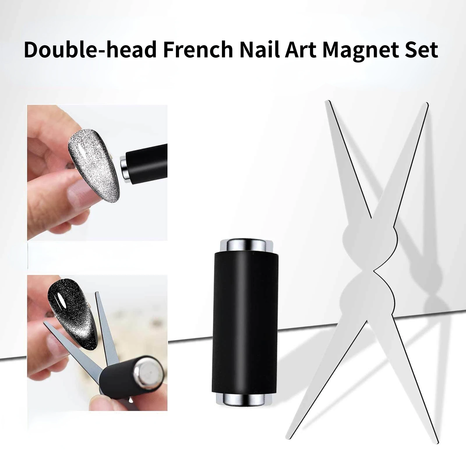 Herramienta de Arte de uñas magnética de gato multifunción francesa 2 en 1, línea 3D con hierro, nuevos imanes cilíndricos fuertes, herramienta de bricolaje de diseño de media luna