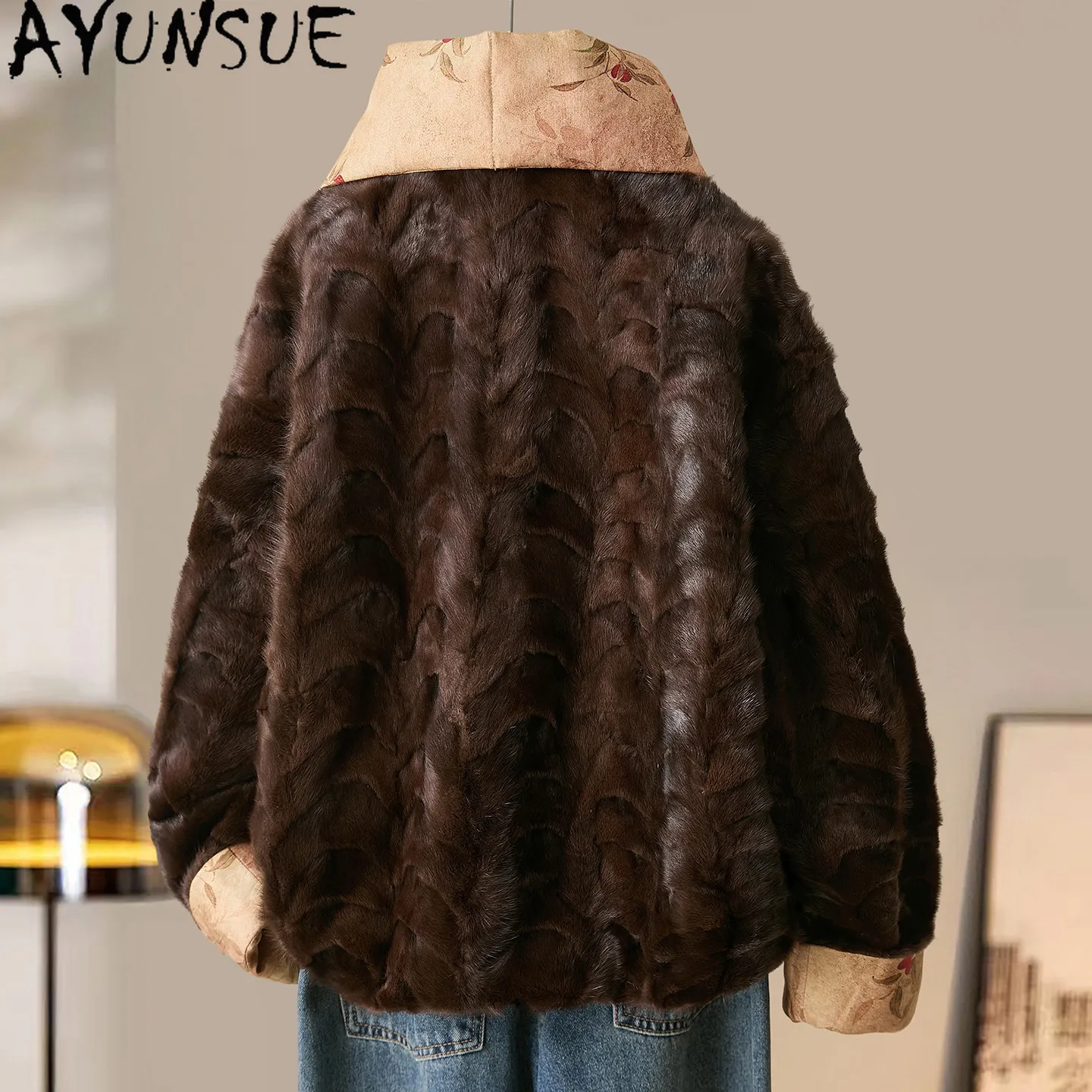 AYUNSUE Real Mink Coat Women Fashion Winter Jacket Clothing Female Real Fur Coats New Style Reversible Short 2026 Пальто Женское