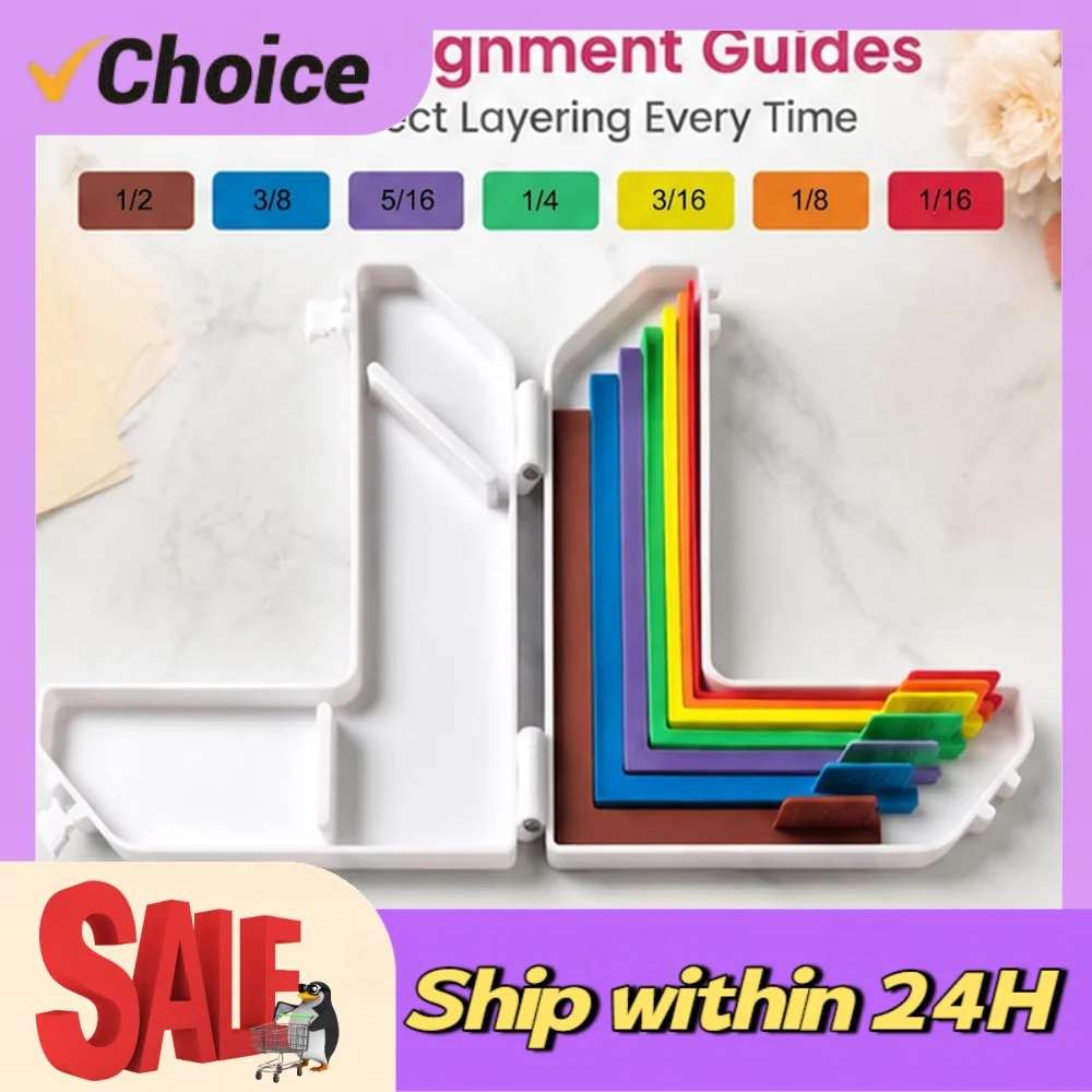 1/2Set Paper Crafting Alignment Guides with Storage Case+Size Tabs Precision Layering & Matting Spacer 1/16
