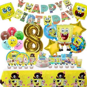 Dekorasi Pesta Ulang Tahun SpongeBob Balon Foil Aluminium untuk Perlengkapan Acara Anak Hadiah Latar Belakang Spanduk Peralatan Makan Sekali Pakai 12 game spongebob penjualan terbaik - №