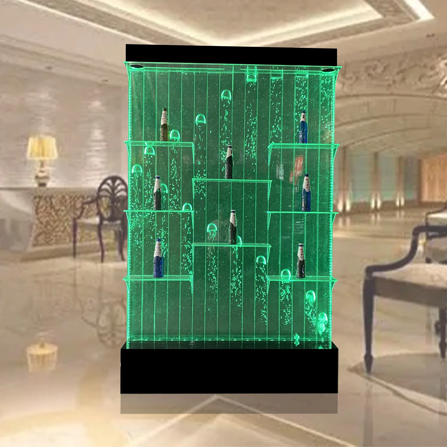 

Цифровой светодиодный акриловый индивидуальный настенный экран с танцующими пузырьками, меняющий цвет и перегородка для комнаты, с добавлением дизайна винного шкафа