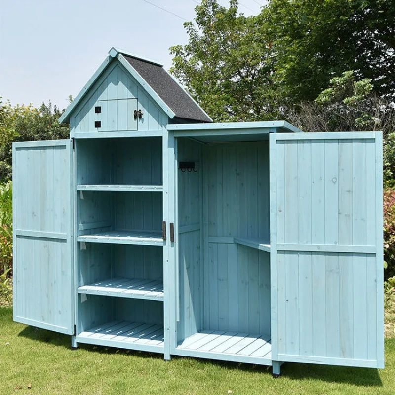 Outdoor Storage Box, Solid Wood Storage Cabinet, Garden Courtyard, Balcony Cabinet, Tool Cabinet, Rainproof and mildew Storage