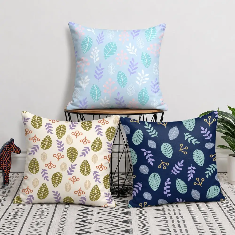 Boho Botanical Foliage Cushion Cover Short Plush Double Sided Printed Soft Pillow Case Home Sofa Decor Festival Gifts