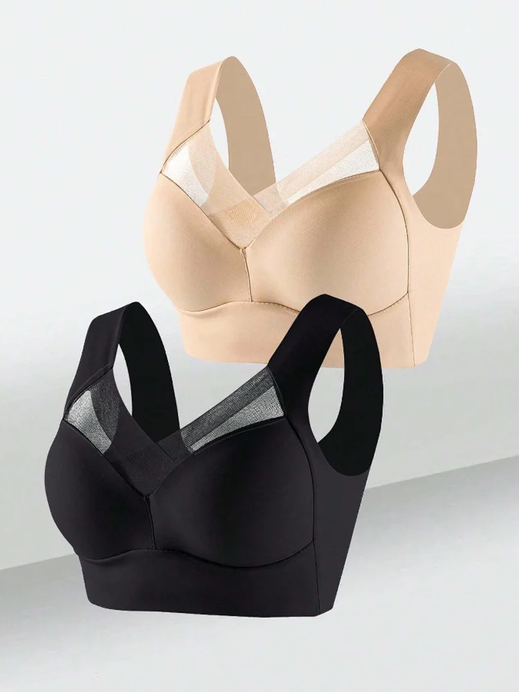 2 Stuks Vrouwen Kant Sport Bh Plus Size Naadloze Beha Bralette Backless Dame Brasserie Vest Vrouwelijke Verzamelen Schokbestendig Draadloze L-3XL