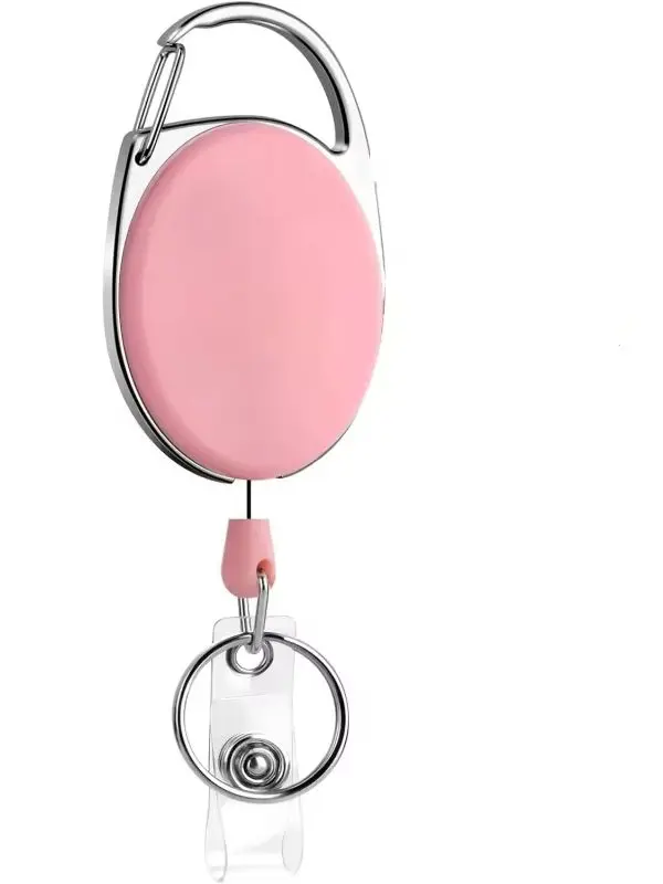 25'' Einziehbarer Ausweishalter mit 360°-Drehfunktion ° Schwenkbarer Gürtelclip und Schlüsselring, Robuster Einziehbarer Schlüsselanhänger Karabiner ID-Ausweishalter – Detail 1