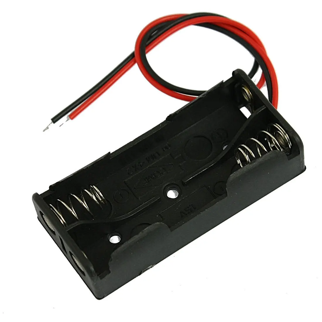 Fil de support de boîtier de batterie en plastique noir, 2x1.5V AAA