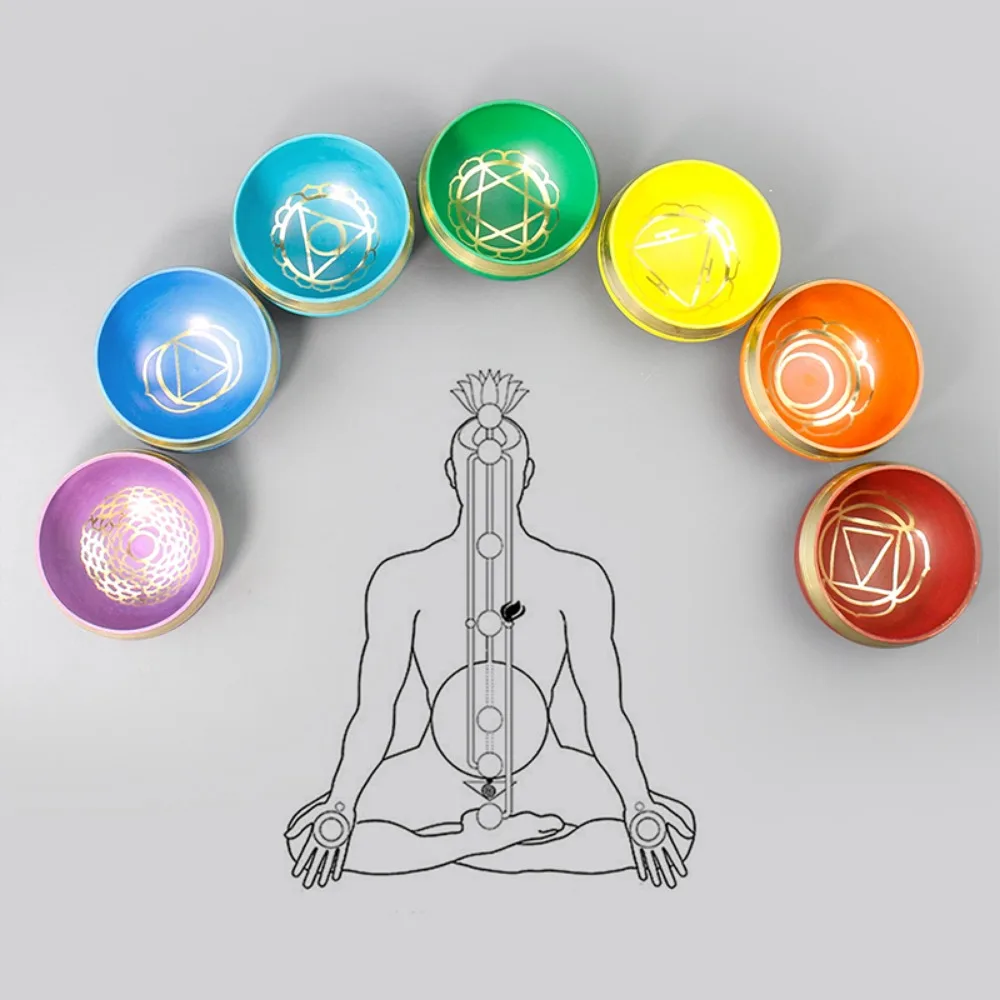 Kleurrijke Nepal Tibetaanse Klankkom Chakra 'S Handgemaakte Koperen Boeddhistische Geluidskommen Therapie Meditatie Mindfulness Yoga Ornamenten