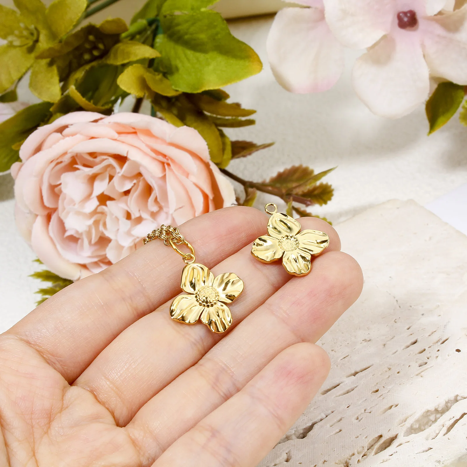3d Leaf Charms 304 Stainless Steel Pastoral Style Pendants Gold Plated Small Pendant Diy Bracelet Earrings Necklace Accessories image 3