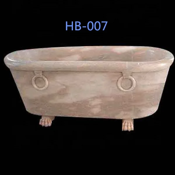 Silver Roots Marble Freestanding Soaking Spa Bathtub Traditional Design with Drainer for Hotels Private Residences 1.8m Length