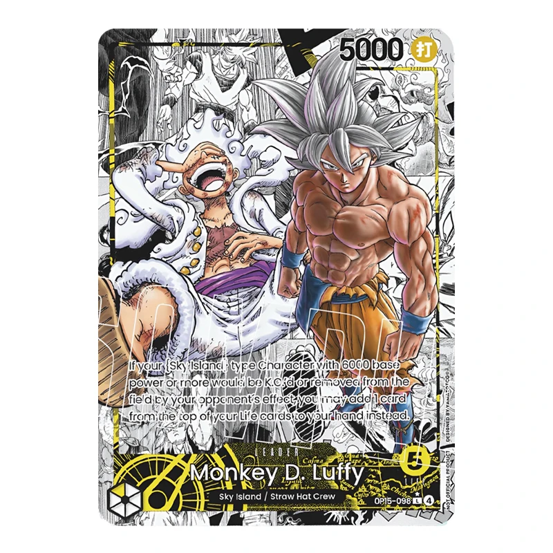 ONE PIECE X DRAGON BALL SUPER TCG mit Gear 5 Luffy / Ultra Instinct Goku Custom Collection Anime Real Life Karten HoloFoil – Detail 1