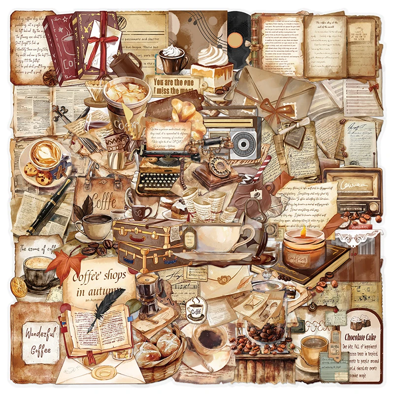 50PCS Retro Cafe St… - image