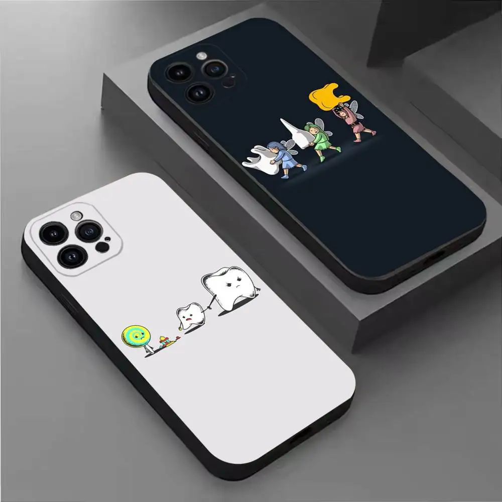 

Tooth Teeth Funny Dentist Phone Case For iPhone 17,16,15,14,13,12,11 Plus,Pro Max,XS,X,XR,SE,Mini,8,7,Soft Silicone Black Cover