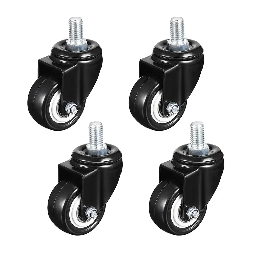 1.5 Inch Swivel Caster Wheels PU 360 Degree Threaded Stem Caster Wheel, M8 X 15mm, 330lb Total Load Capacity, Pack of 4