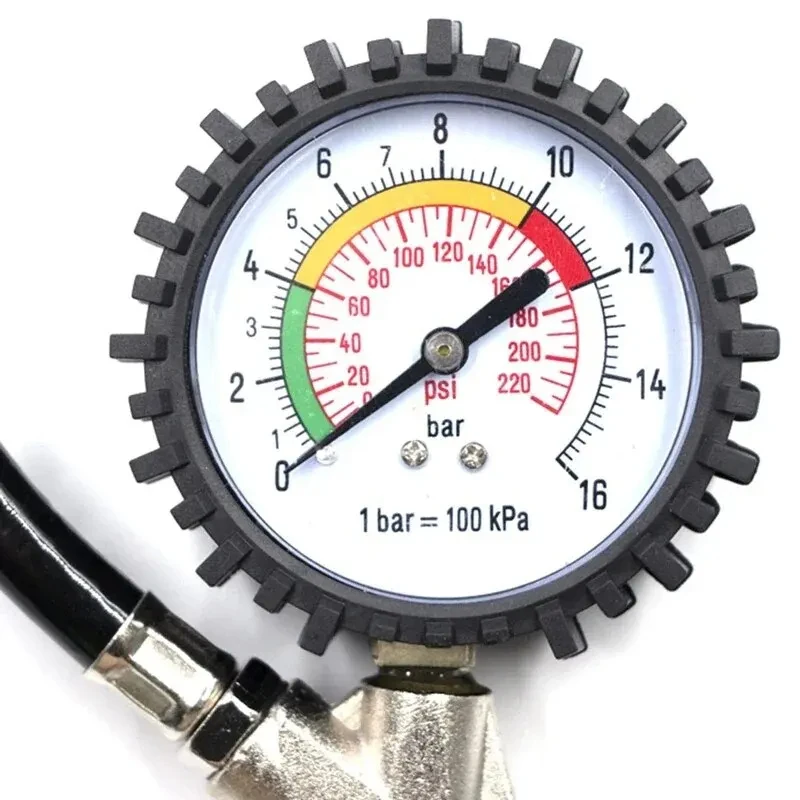 Imagem -03 - Carro Motocicleta Multifuncional Pneu Medidor de Monitoramento Pressão ar Testador Compressor ar Dial Medidor Inflator Bomba Ferramentas 220psi