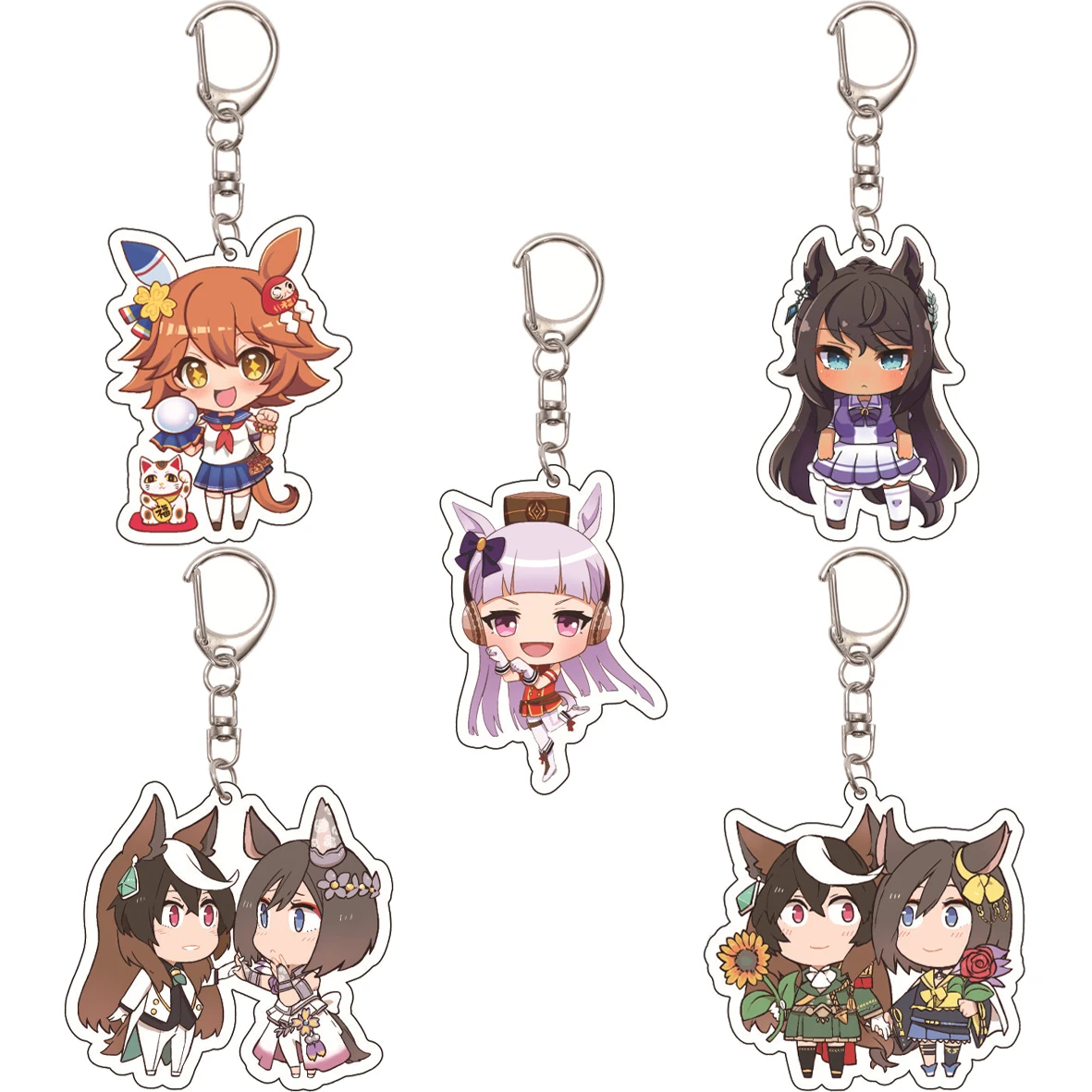 55MM Anime Pretty Derby Figure Tokai Teio Mejiro McQueen Silence Suzuka Gold Ship Vodka Acrylic Keychain Chrismas Cute Gifts