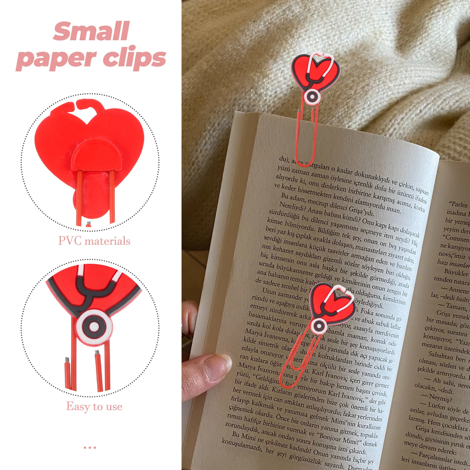 

10Pcs Cartoon Bookmarks Small Paper Clips Cute Reusable Lightweight Portable PVC Clips Festival Party Favor Office Supplies