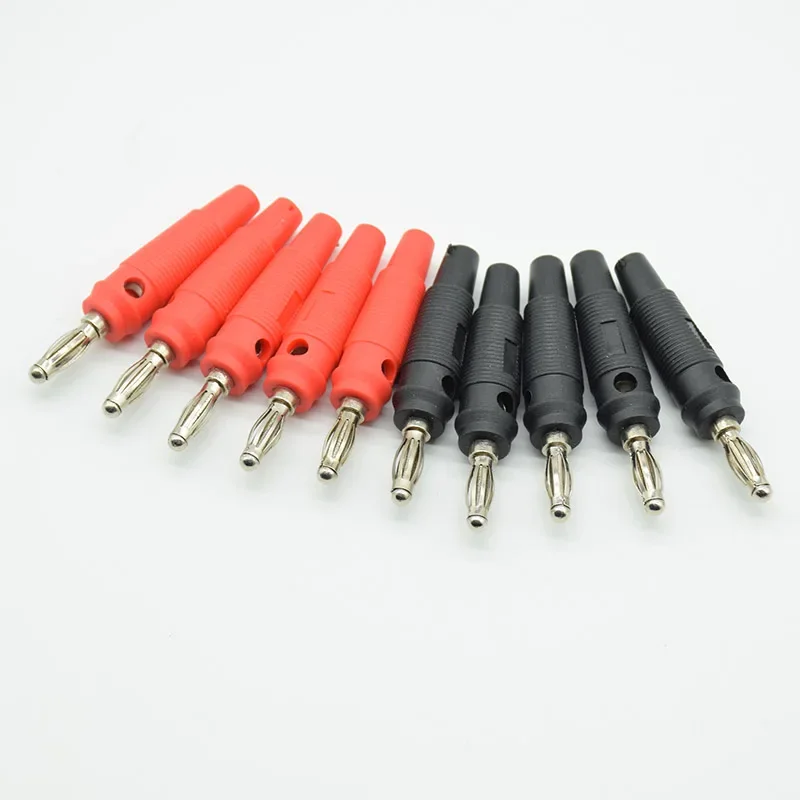 10pcs / 5Red 5Black  4mm Banana Plug Solderless Side Stackable test S08 ship Musical Speaker Cable Wire connector