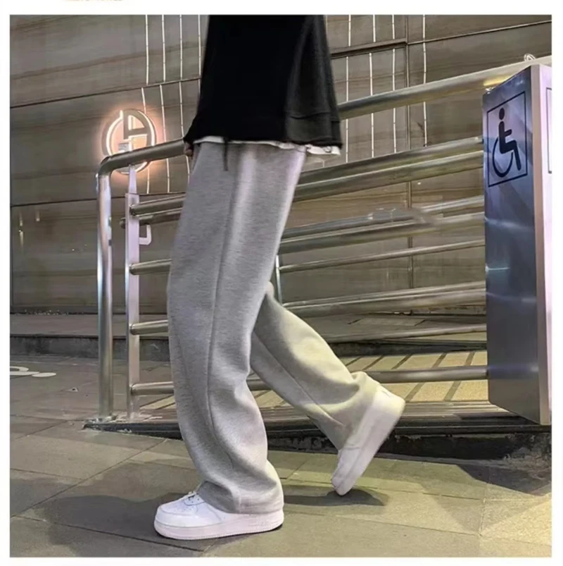 

Мужские повседневные брюки свободного покроя с прямыми штанинами, летние легкие широкие спортивные штаны на шнурке для мужчин, удобные длинные брюки