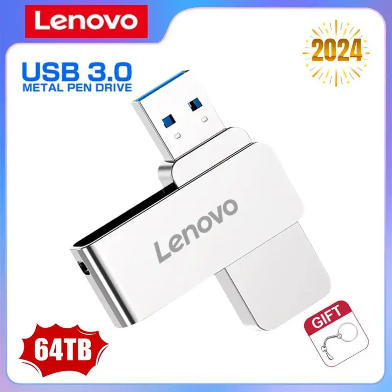 Lenovo-Unidade Flash USB de Alta Velocidade, USB 3.0, 16TB, 32TB, 64TB, 2TB, 2TB, 1TB, Memória de Capacidade Ultrarga para PC