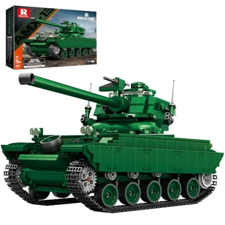 

Reobrix AMX-13 Light Tank Building Set 1:28 Scale Military French Tank Model Toy Set for Military Fans 1037 PCS Collectible Bui