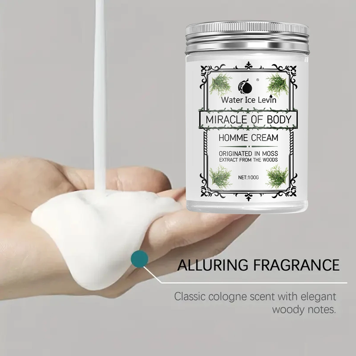 طقوس سهرة يومي من Water Ice Levin Homme Cream للرجال المتميزين. مستخلص الطحلب والخشب المخصب. يهدئ، يكرر البشرة. #4