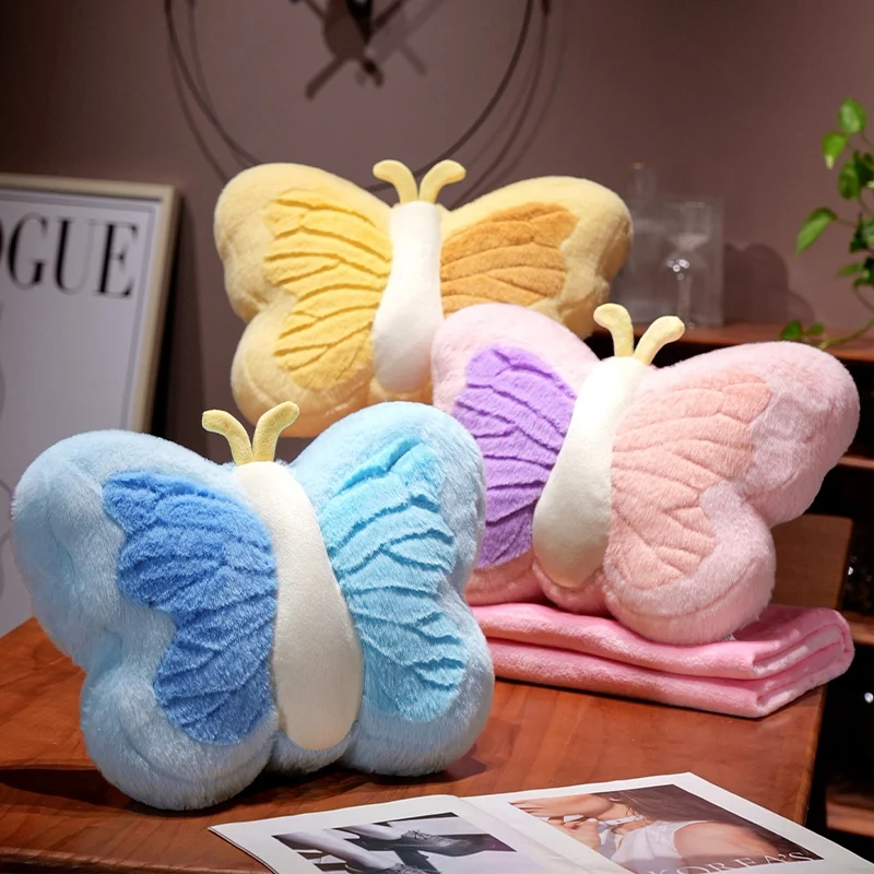 Butterfly Pillow Blanket 2-in-1 Plush Pillow Creative Design Soft, Comfortable, Warm Home Decoration