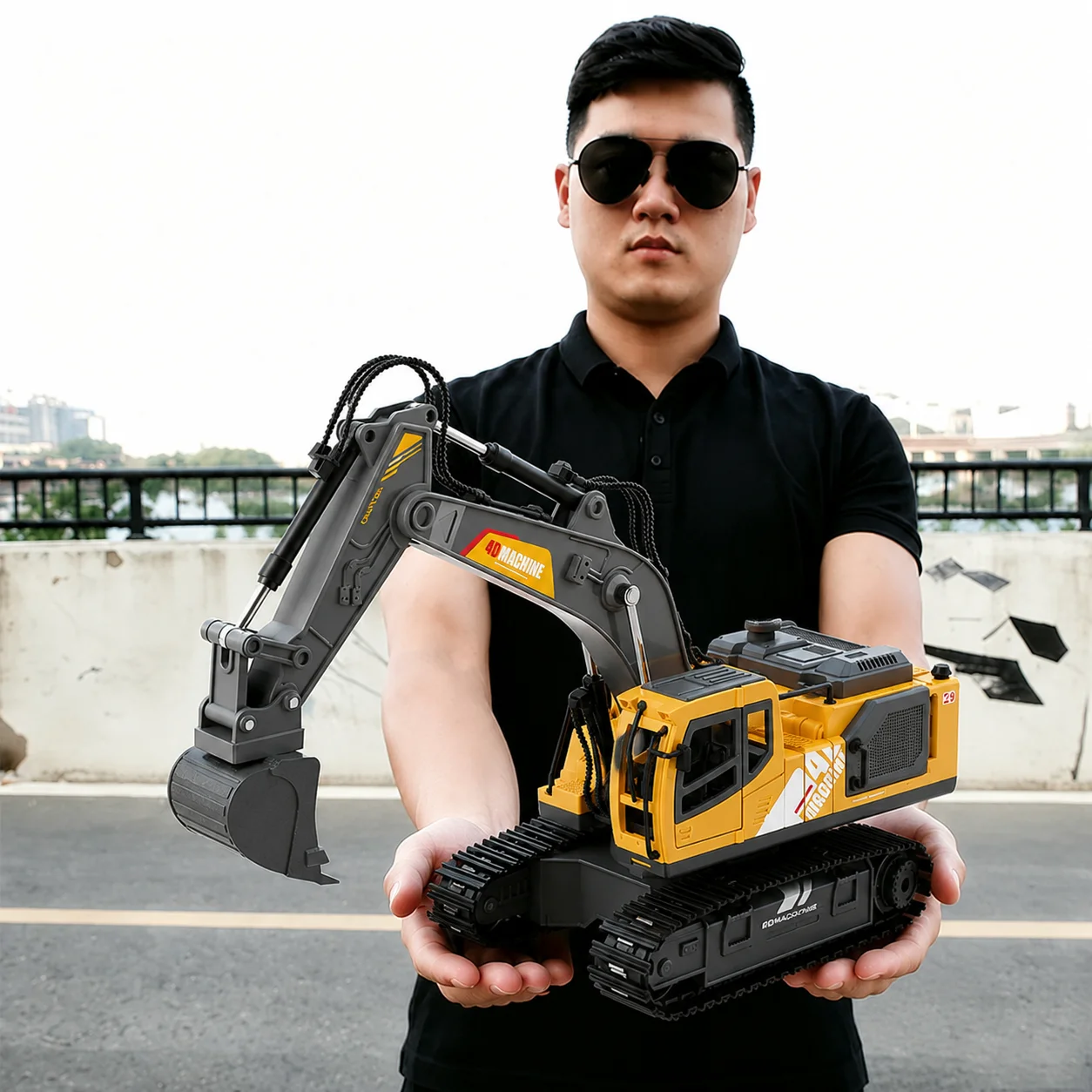 RC Excavator 17 Channel RC Engineering Car Remote Control Crawler Truck Sound Lighting 680 Degree Rotation Toys For Kid Boy Gift