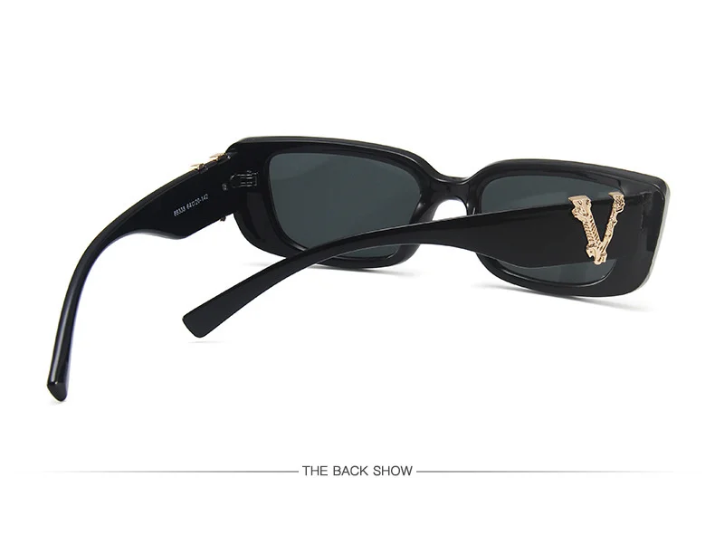 Vintage Rechteck Quadrat Sonnenbrille Frauen Marke Designer Retro Kleine Katze Auge Sonnenbrille Für Damen Klassische Schwarz Oculos De Sol – Detail 7