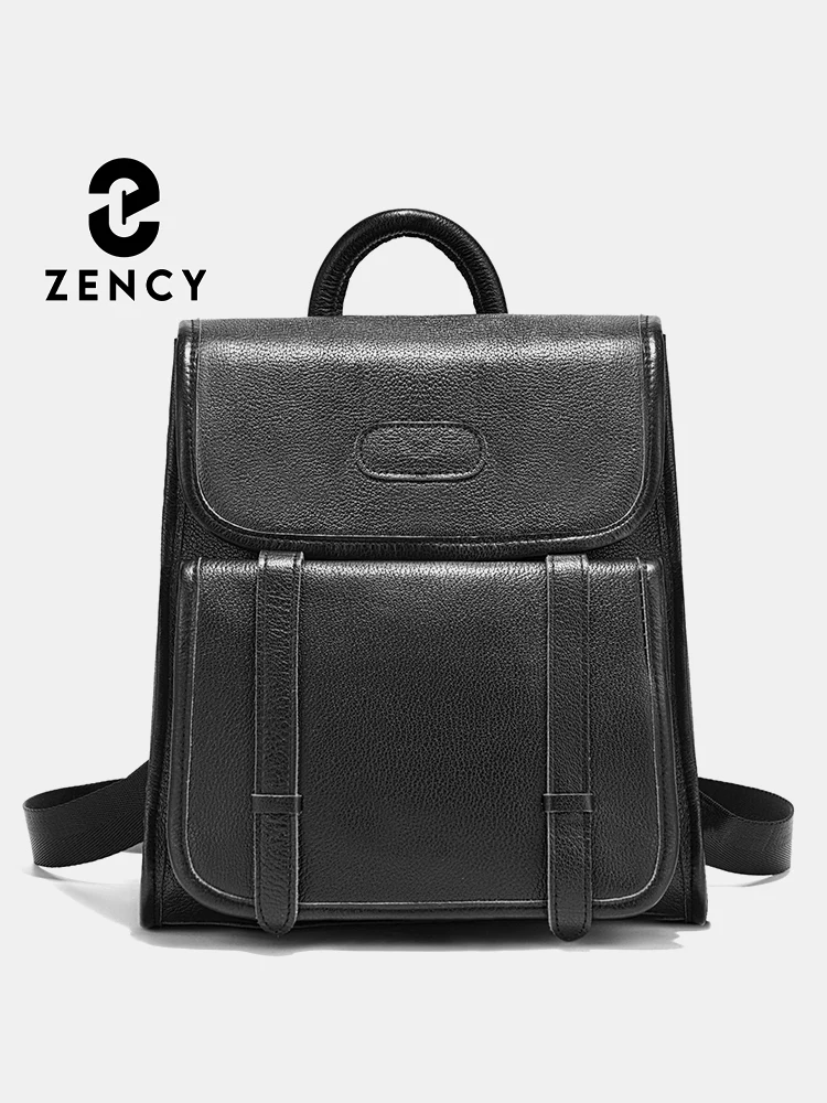 

Zency 2025 New Black Backpack Retro England Style Satchel Rucksack Women Convertible Shoulder Bag High Quality Genuine Leather