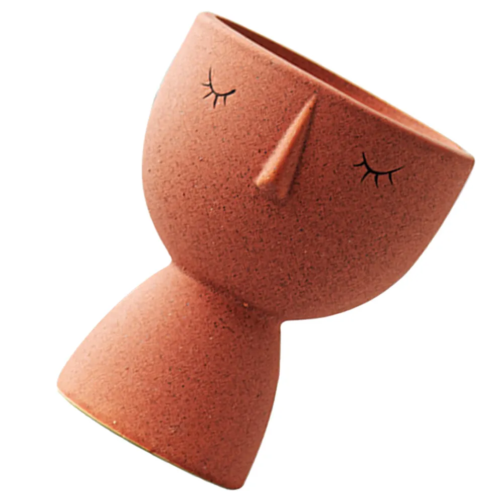 Ceramic Planter Pot Small Pink Indoor Flower Pot Desktop Decoration Abstract Flower Planter for Bonsai and Air Plants