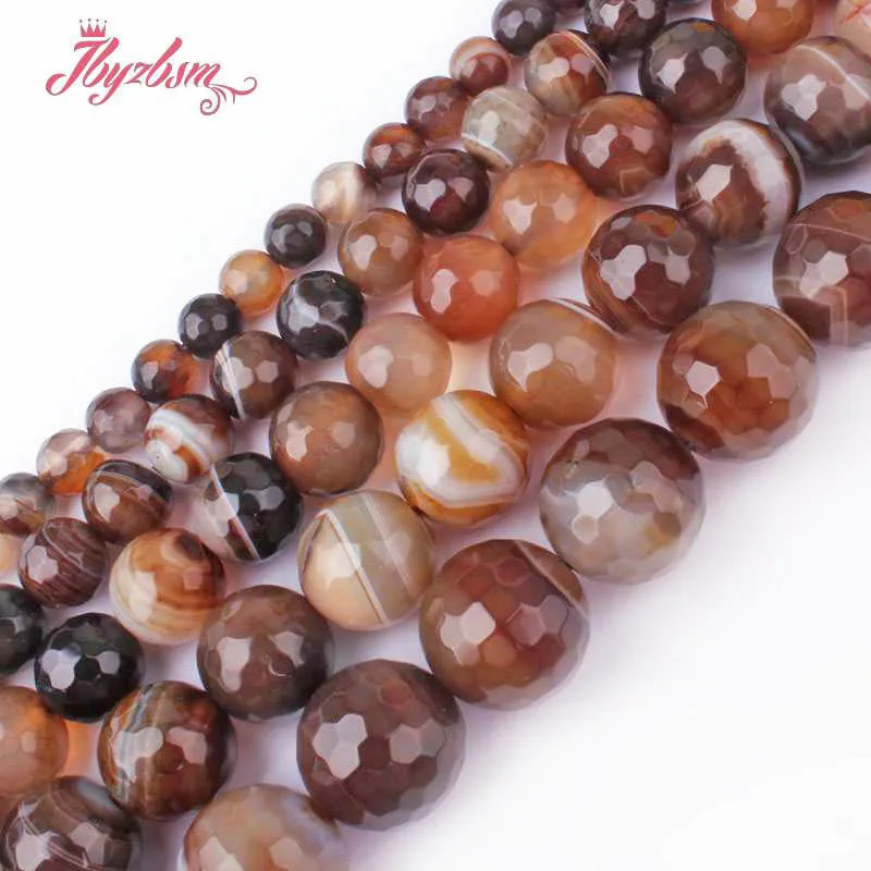 

Natural Brown Stripe Agate Round Stone Beads For Necklace Bracelets Jewelry Making Strand 15" 6mm 8mm 10mm 12mm DIY Loose Beads