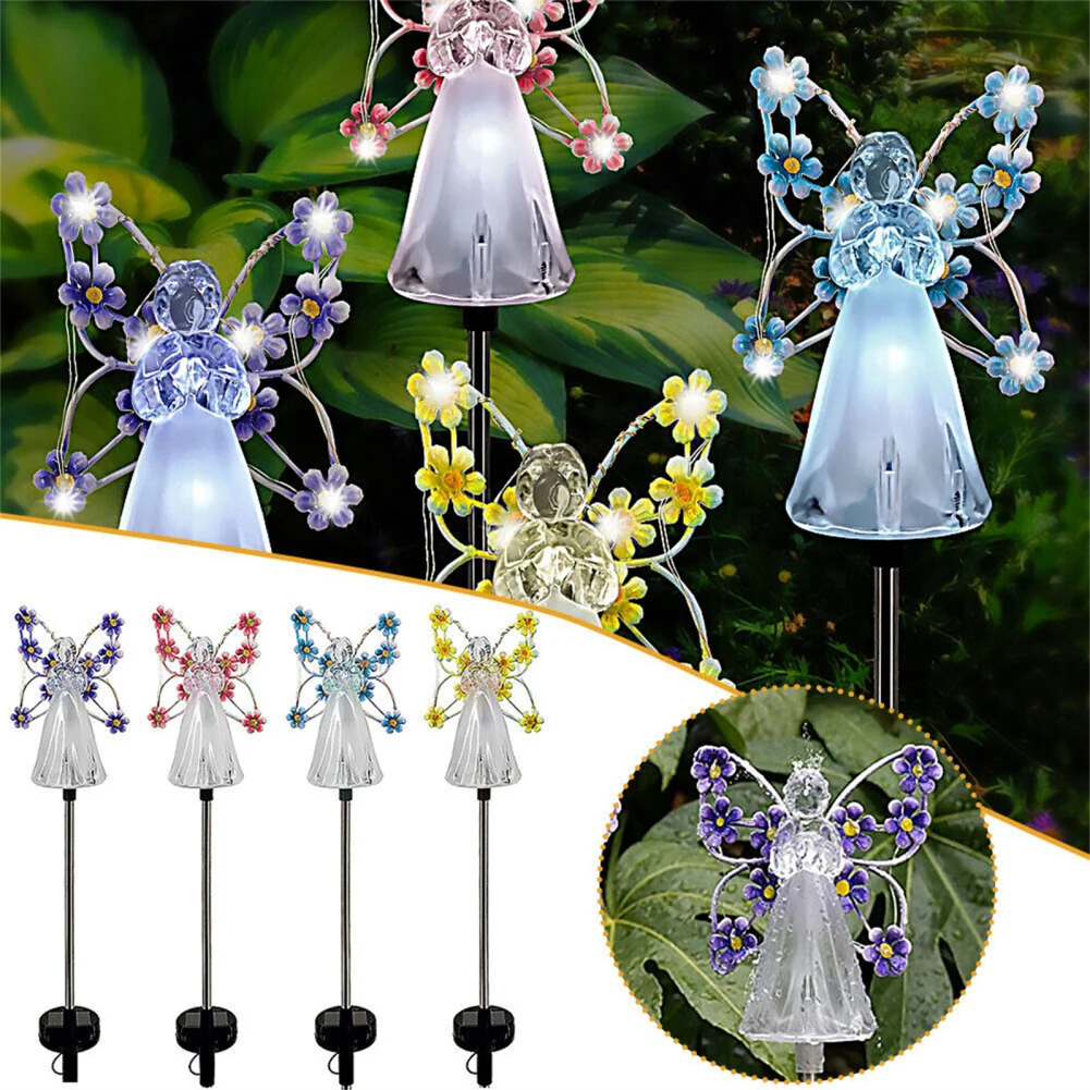 Solar Angel Garden Stake Lights Waterproof Wind-resistant Sun-resistant Angel Solar Lights For Backyard Garden Pathways