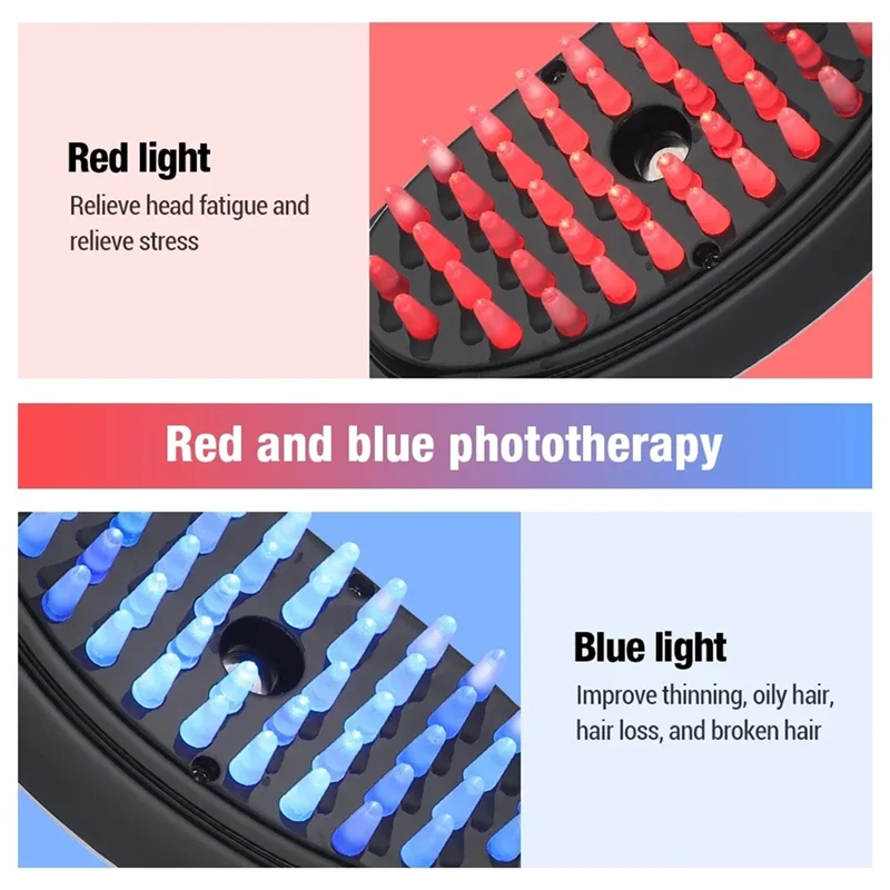 -A12R Massage Brush Comb Red And Blue Light Meridian Massager Anti-Hair Loss And Hair Growth Instrument