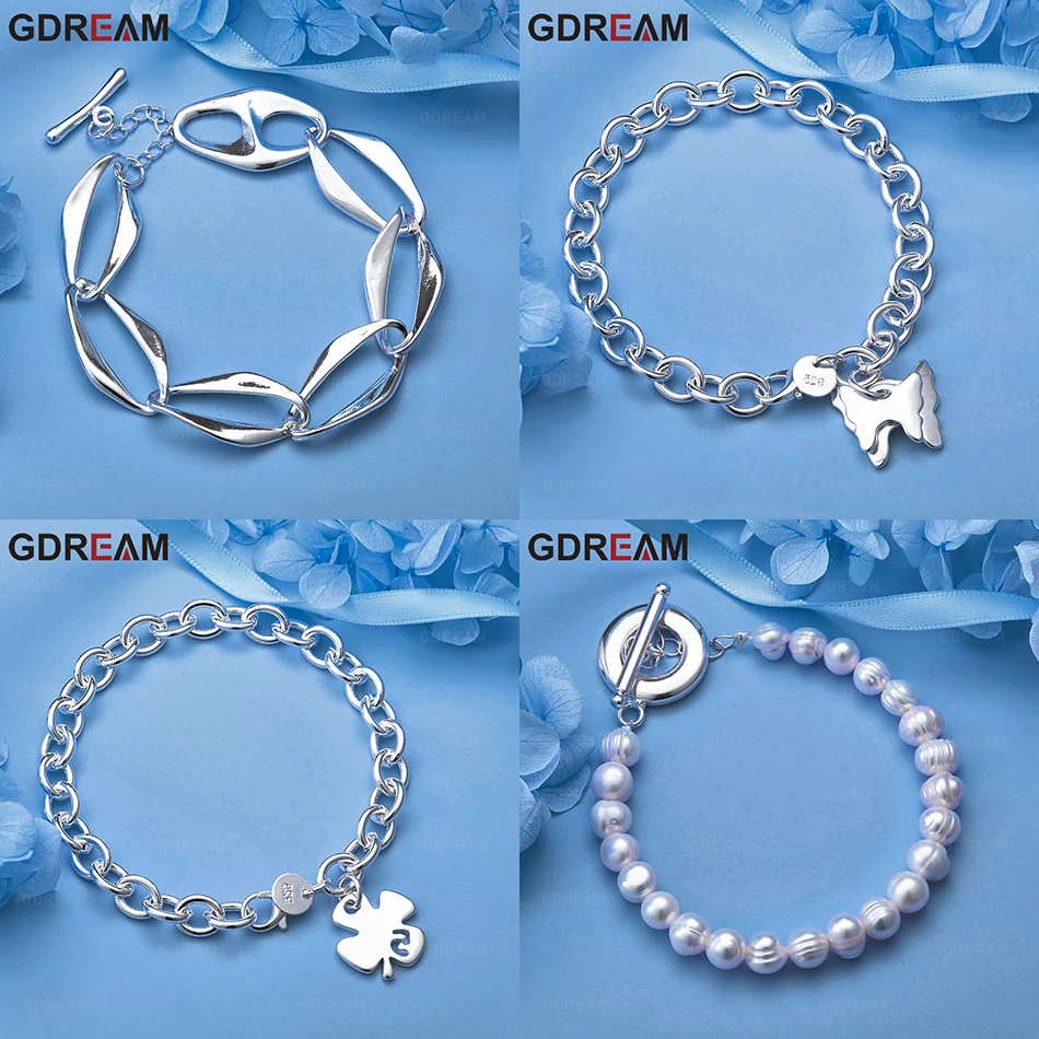 

GDREAM 925 Sterling Silver Butterfly Chain Bracelet Charm Versatile Women Engagement Jewelry