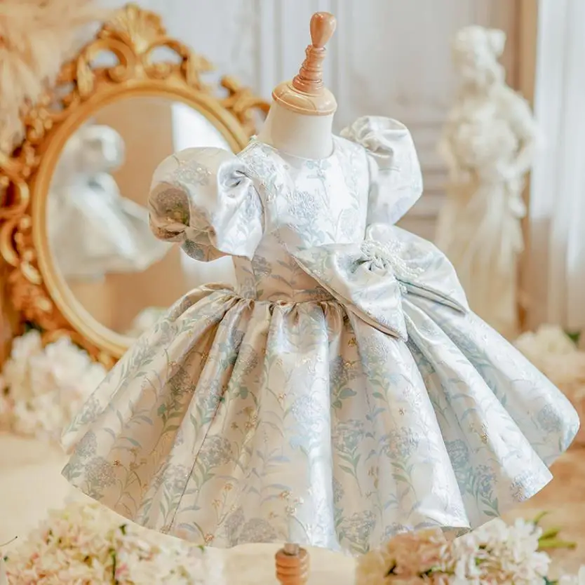 Nuevo vestido de fiesta de princesa para niños, Vestidos de flores para fiesta de bautismo, boda, cumpleaños, actuaciones, A3944