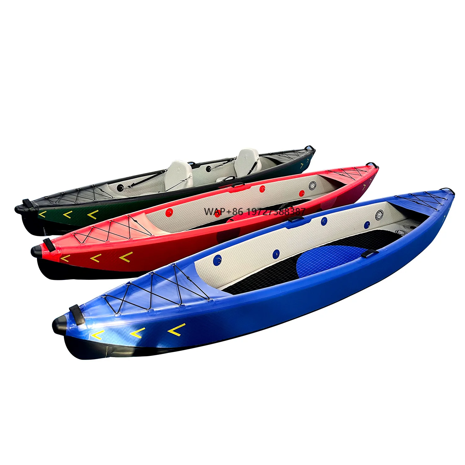 

Easy Carry Detachable Kayak Inflatable Boat Hardshell Two Section with PVC Bag for Lake Fishing 4m Length Kayak for 2 People