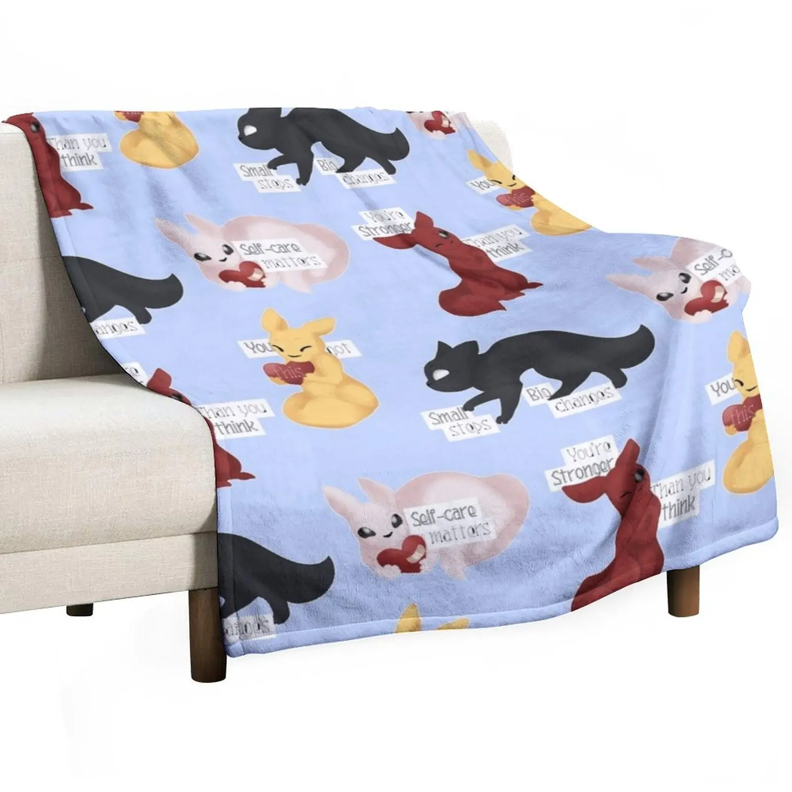 

Rain World Slugcats [Motivational Quotes] Throw Blanket Decoratives Picnic Bed covers Blankets