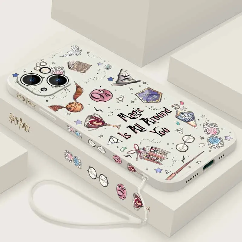 Potters Wand Harries para Samsung Galaxy S25 S24 S23 S22 S21 S20 FE Lite Plus Funda de teléfono Ultra líquida con cuerda izquierda Funda Capa