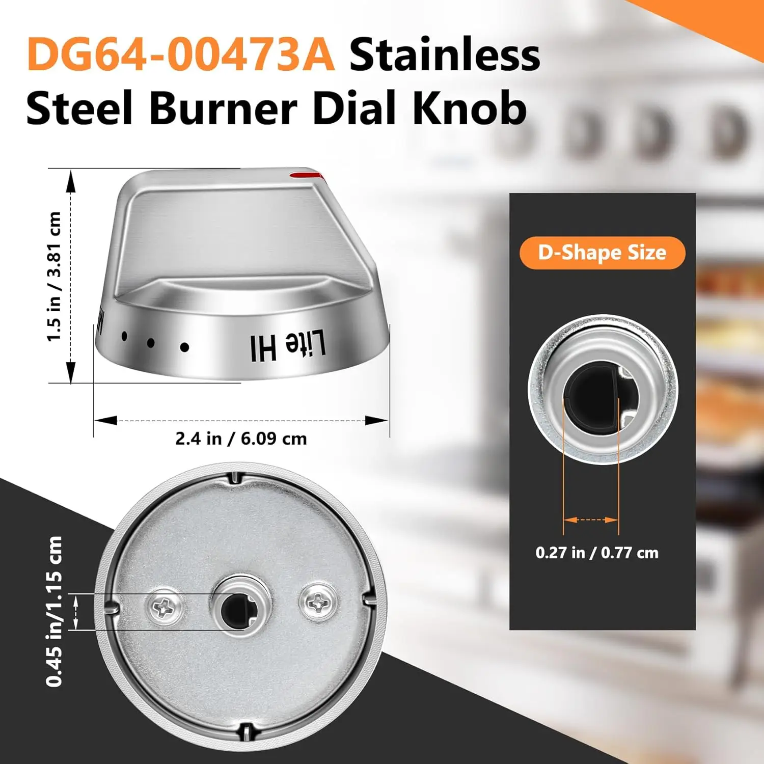 1PC DG64-00473A Burner Dial Knob Range Oven Replacement for Samsung Top Burner Range Oven Gas Stove Knob