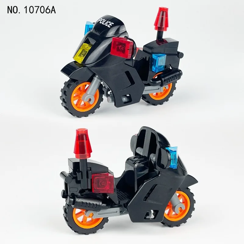 Militärisches Spezialpolizeimotorrad, Patrouillenmotorrad, Polizeimotorrad, DIY-Modell, Kleinteiliger Baustein-Bausatz, Geschenk. – Detail 10