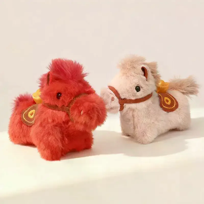Het jaar van paard mascotte sleutelhanger Chinees Nieuwjaar 2026 hanger schattige cartoon pluche pony sleutelhanger lente festival feestartikelen