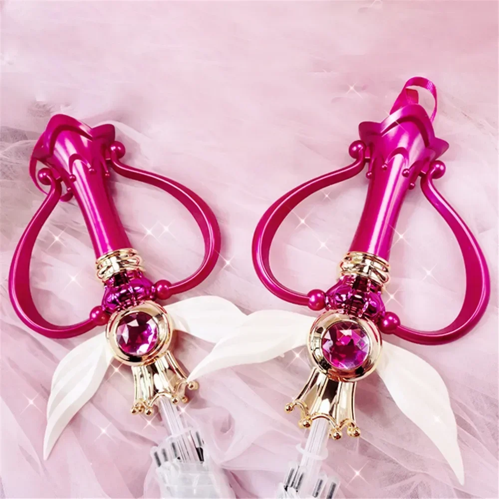Sailor Moon Umbrella Pink Girls Christmas Gift Tsukino Usagi Luminous Magic Stick Umbrella Transparent Rain Gear Paraguas Women