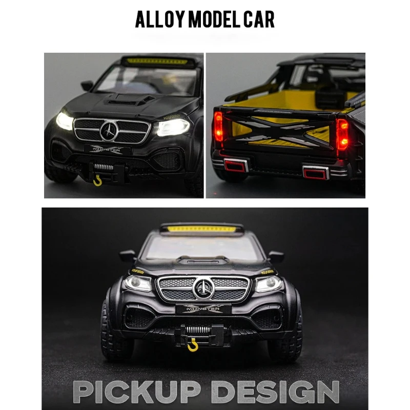 1:28  X-CLASS EXY 6X6 Pickup Simulation Alloy Car Modle Metal Toy Car Sound Light Pull Back Model Toys For Boys Light Toys