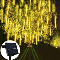 8 Tube Christmas Tree Decor Solar Meteor Shower Rain Garland Holiday Light Outdoor String Lights Street Garden Wedding Decor