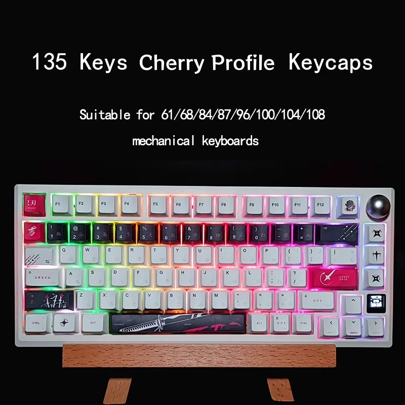 XVX Yuki Aim Tastenkappen für Tastatur mit japanischem Layout, Anime-Tastenkappen, PBT-Farbsublimation, dicke Tastenkappen, Kirschprofil, 134-Tasten