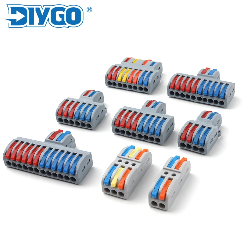 5/10Pcs Mini Fast Cable Connector Compact Type 222/SPL series Universal Compact Push-in Conductor Splitter Wiring Terminal Block