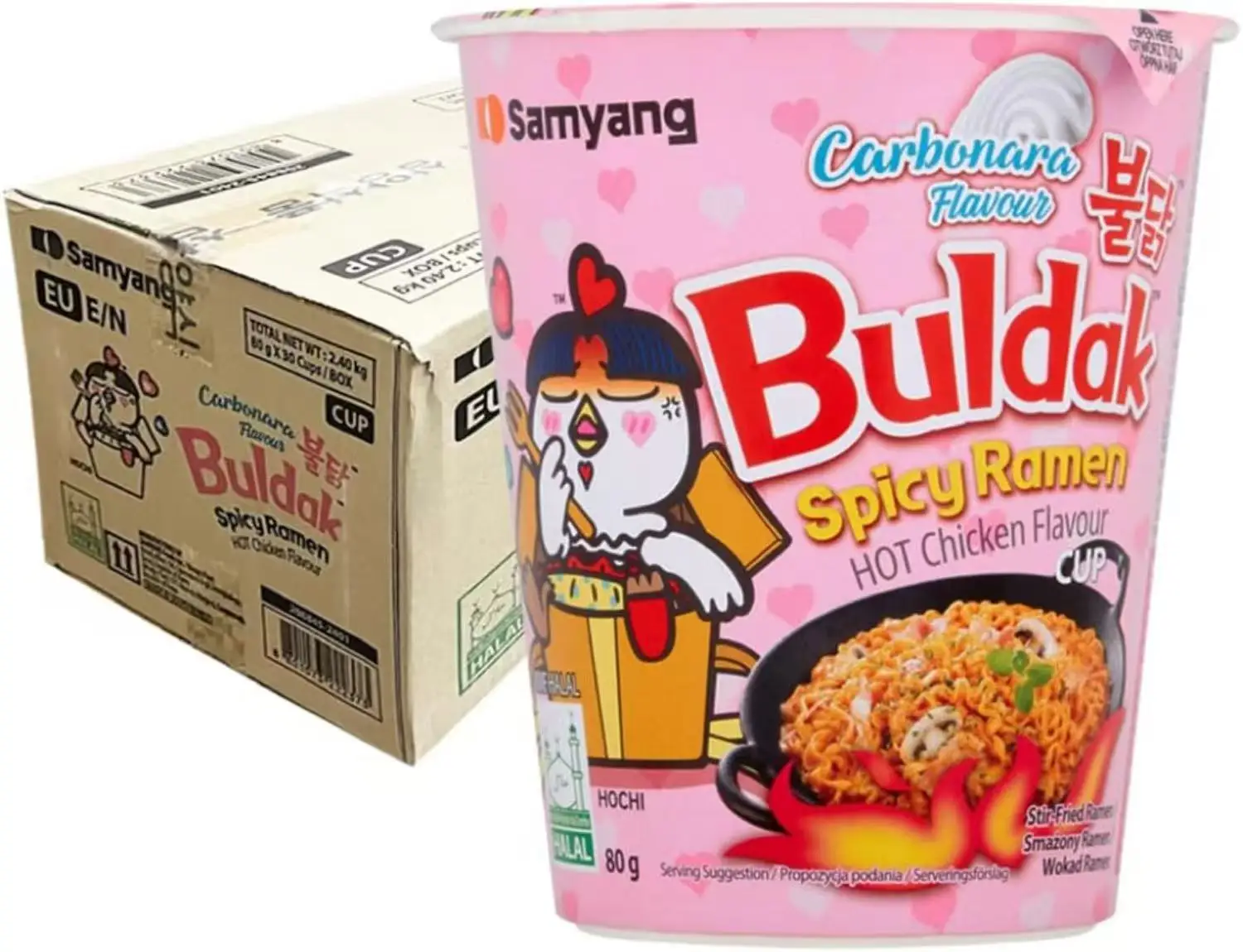 Samyang, Super Spicy Chicken - flavored Cream Cup Noodles, Pack of 40, 80g per cup