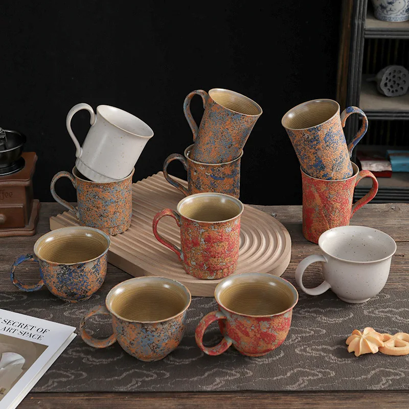 Nordic Style Ceramic Coffee Cup High Value Coarse Pottery Mug Household Latte Cup Couple Glaze Transformation
